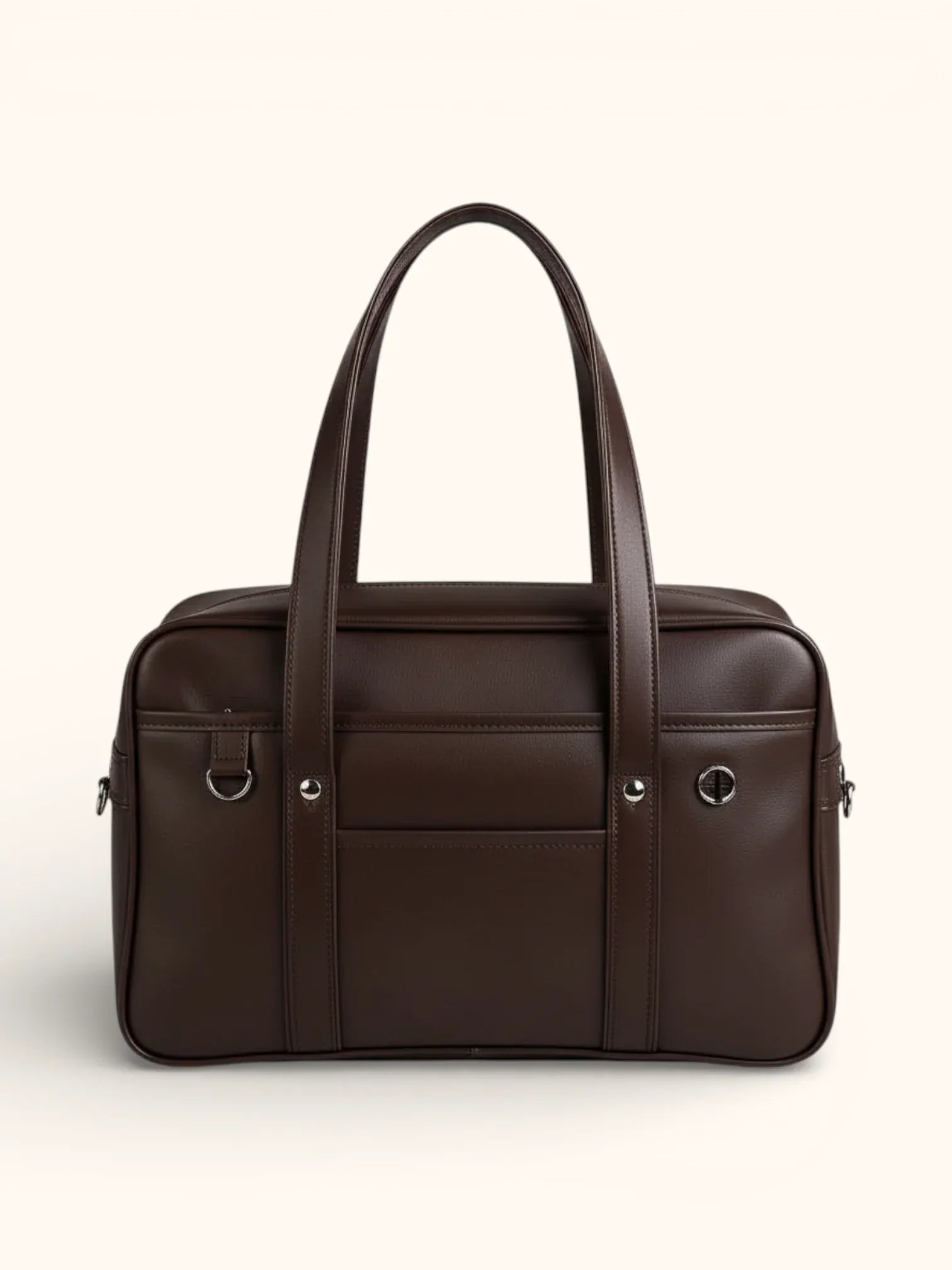 Grand Sac Cabas de Cours en Simili Cuir Marron