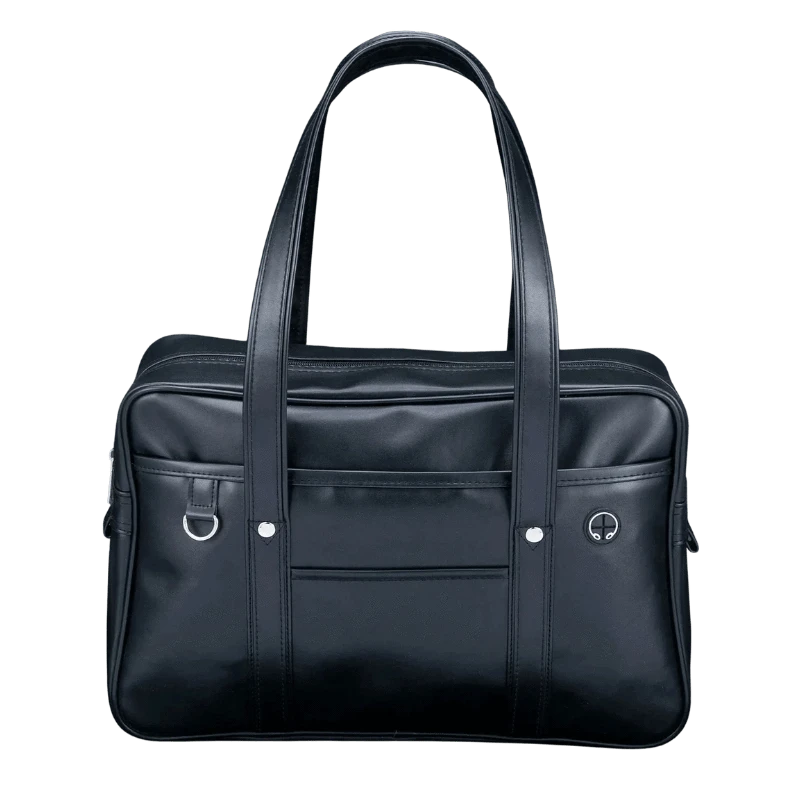 Grand Sac Cabas de Cours en Simili Cuir Noir