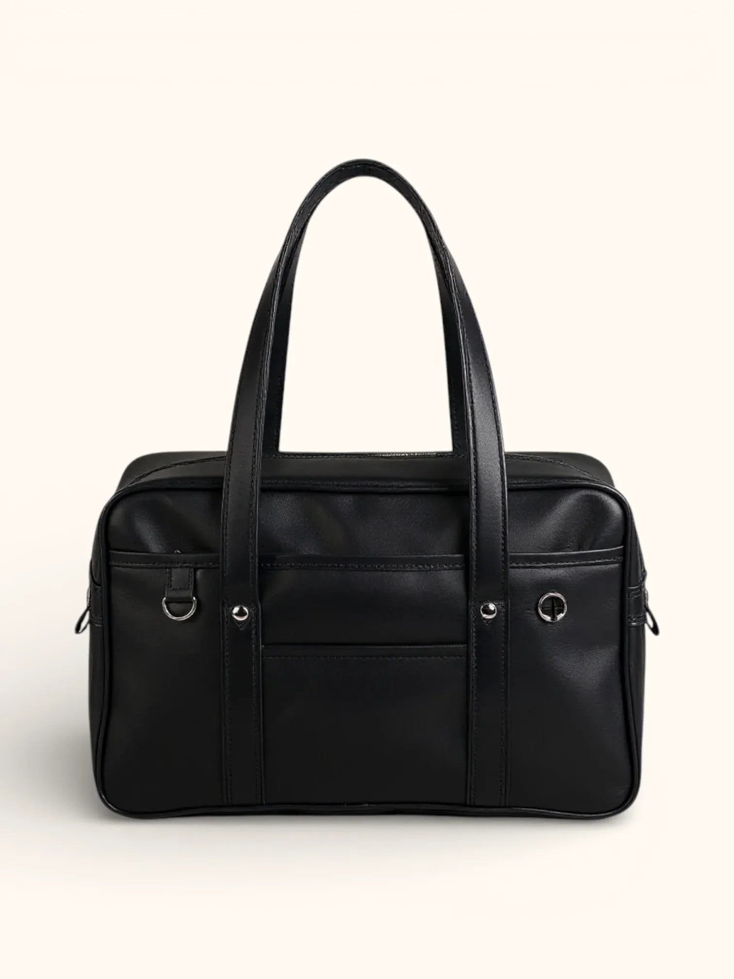 Grand Sac Cabas de Cours en Simili Cuir Noir