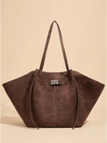 Grand Sac Cabas de Cours en Suédine Marron