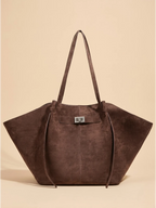 Grand Sac Cabas de Cours en Suédine Marron