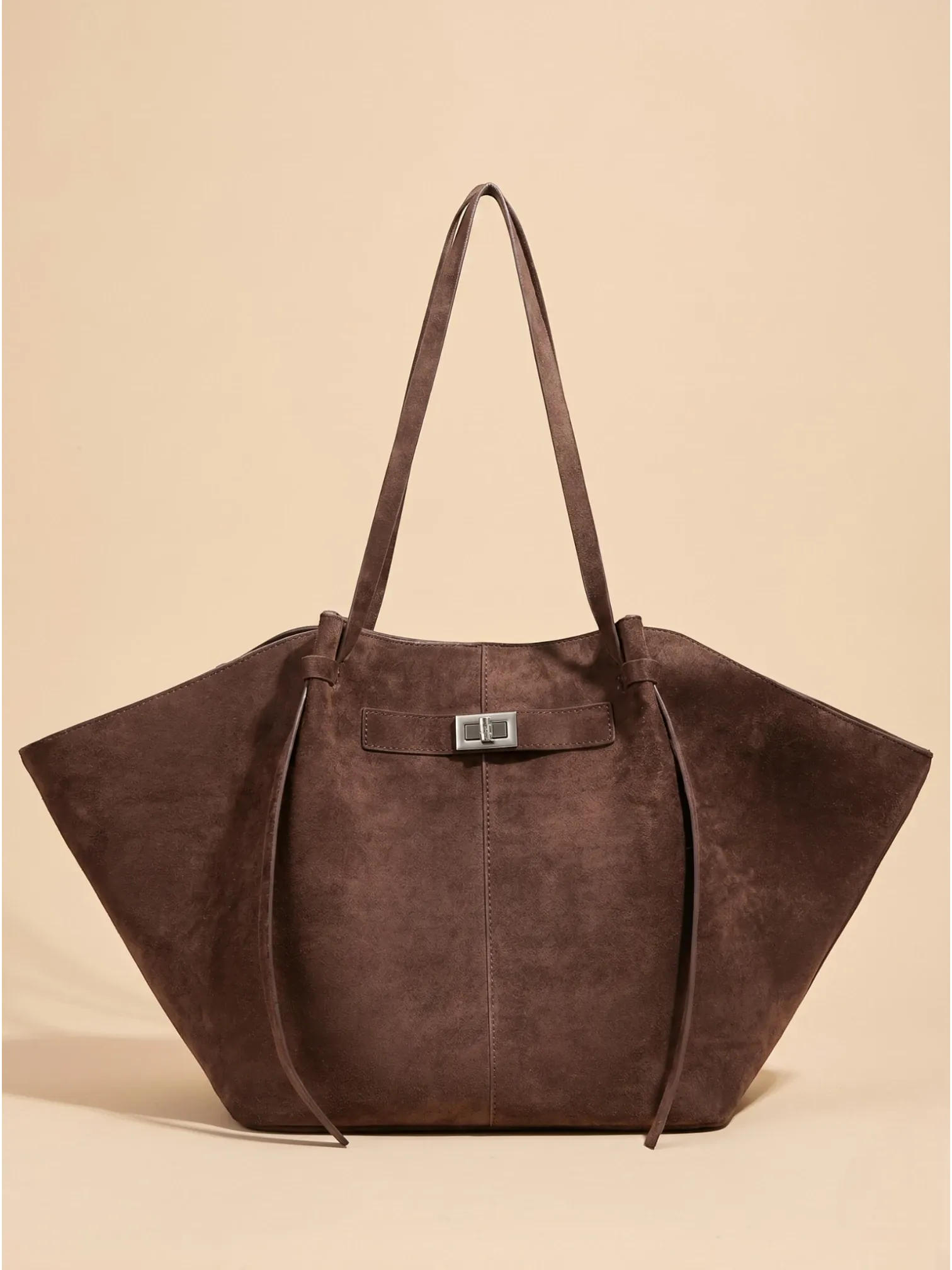 Grand Sac Cabas de Cours en Suédine Marron