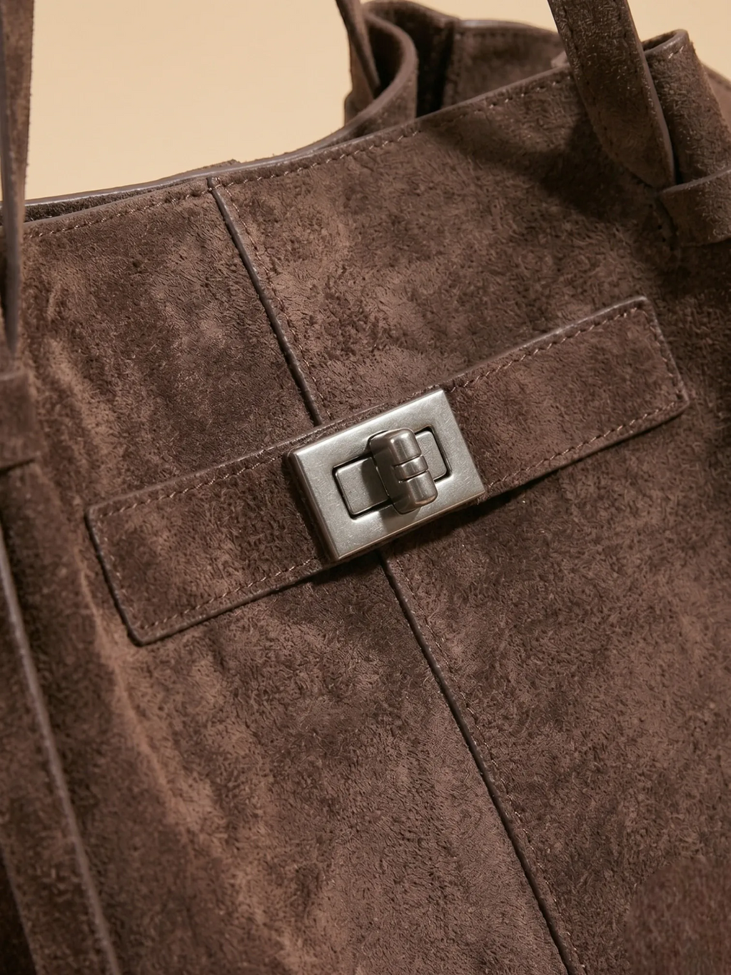 Grand Sac Cabas de Cours en Suédine Marron