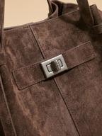 Grand Sac Cabas de Cours en Suédine Marron