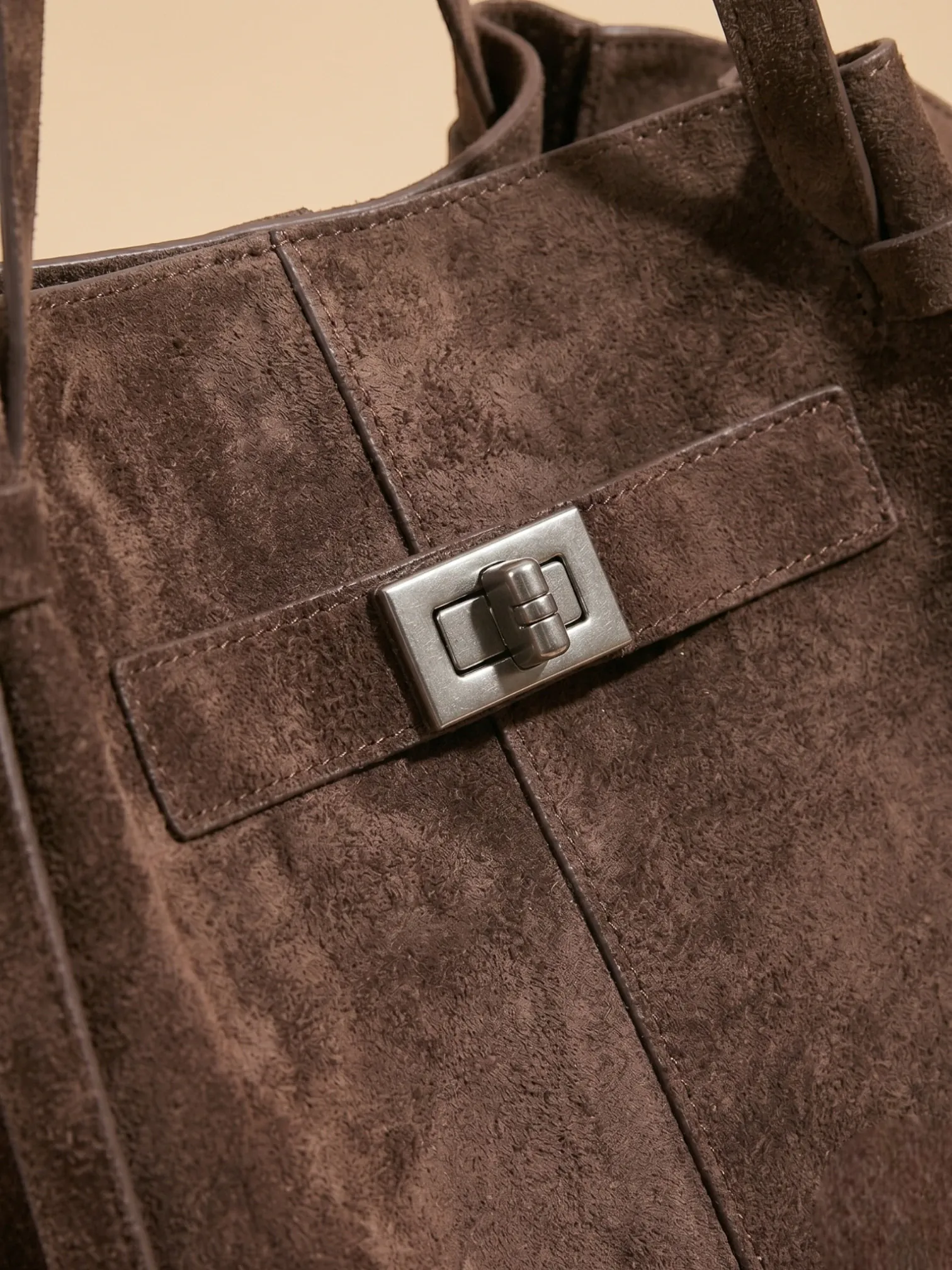 Grand Sac Cabas de Cours en Suédine Marron