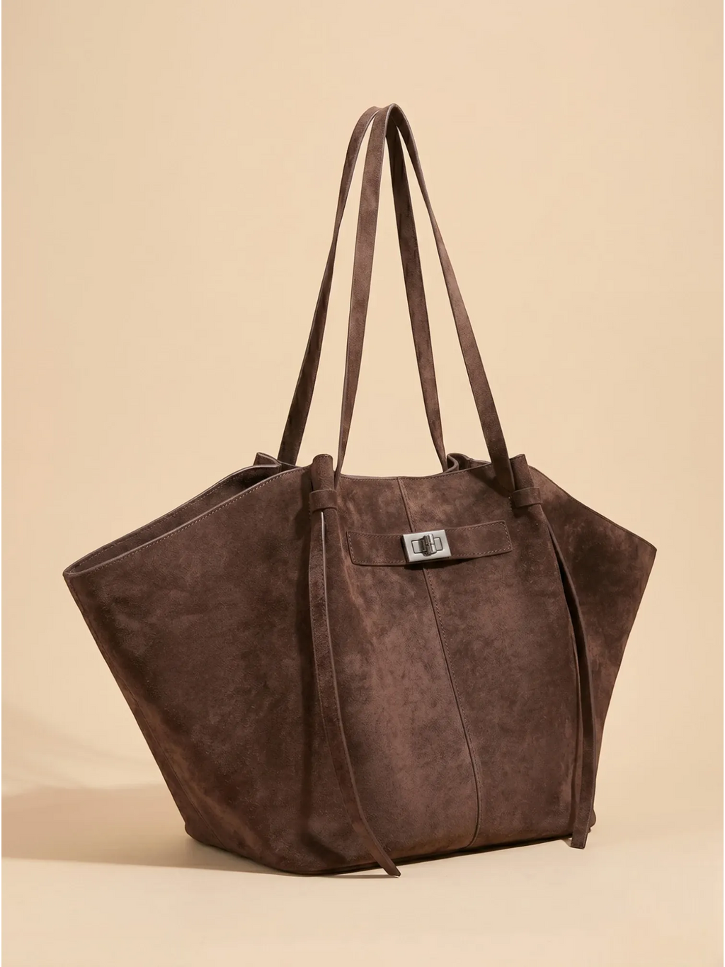 Grand Sac Cabas de Cours en Suédine Marron
