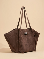 Grand Sac Cabas de Cours en Suédine Marron