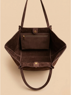 Grand Sac Cabas de Cours en Suédine Marron
