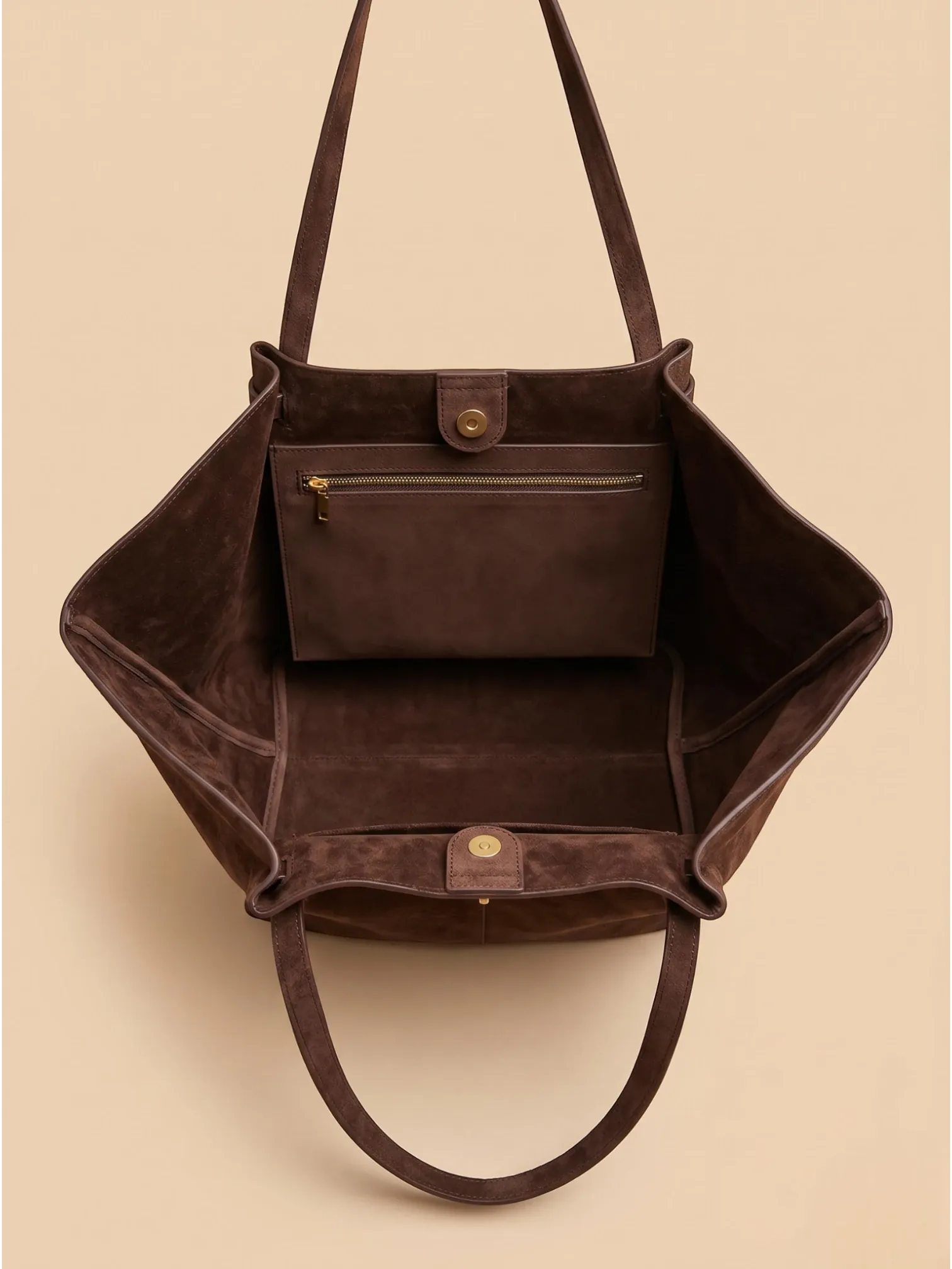 Grand Sac Cabas de Cours en Suédine Marron