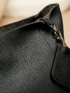 Grand Sac Cabas en Cuir Épais Noir