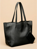 Grand Sac Cabas en Cuir Épais Noir