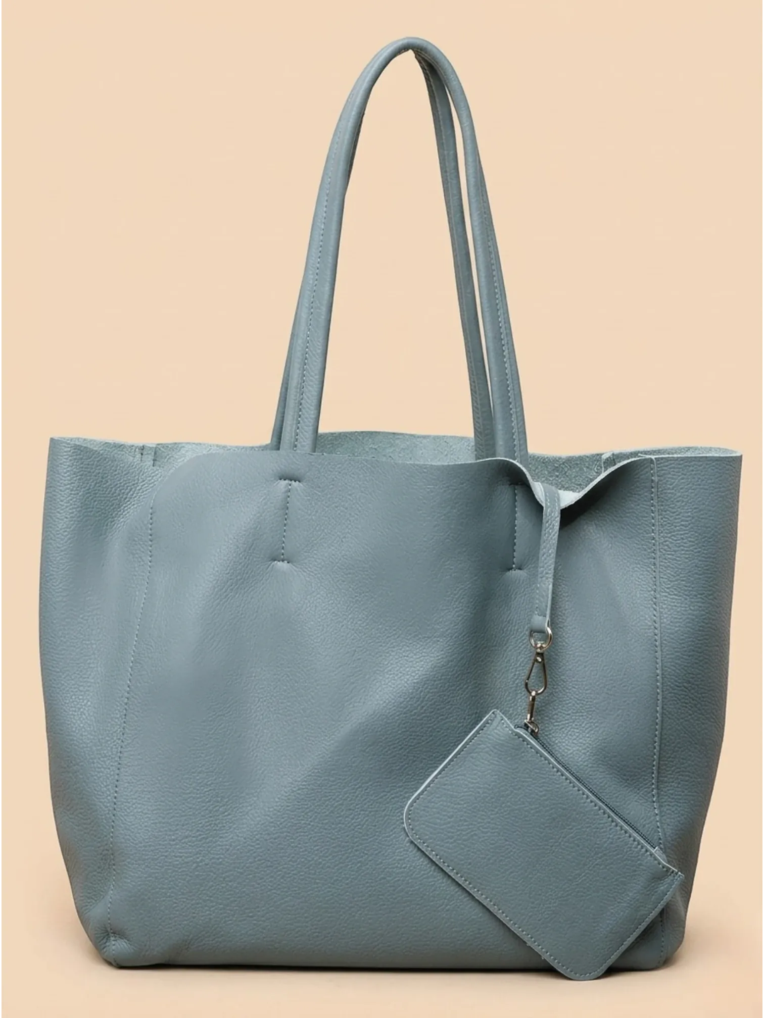 Grand Sac Cabas en Cuir Épais Bleu