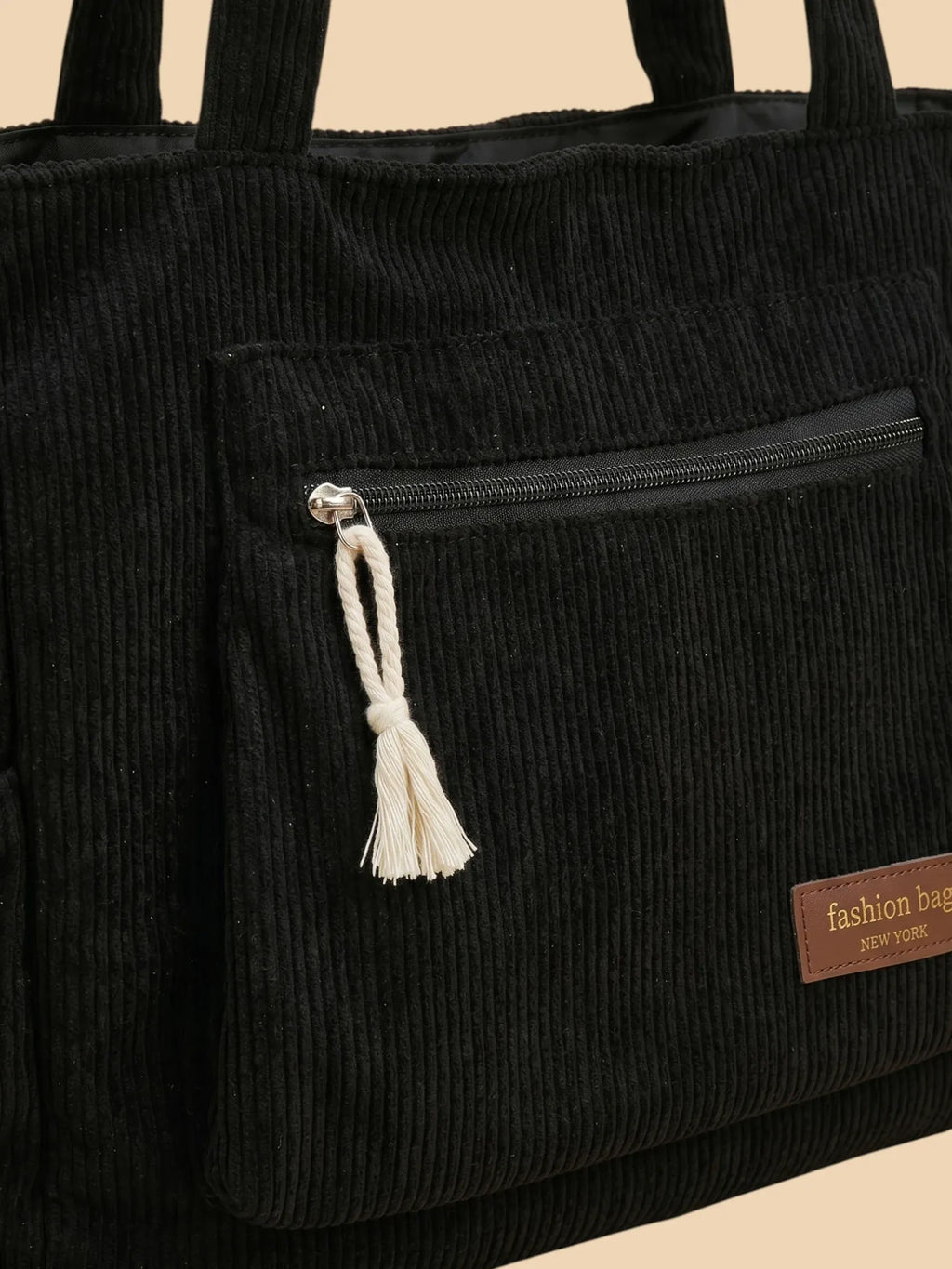 Grand Sac Cabas en Velours Noir