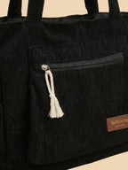 Grand Sac Cabas en Velours Noir