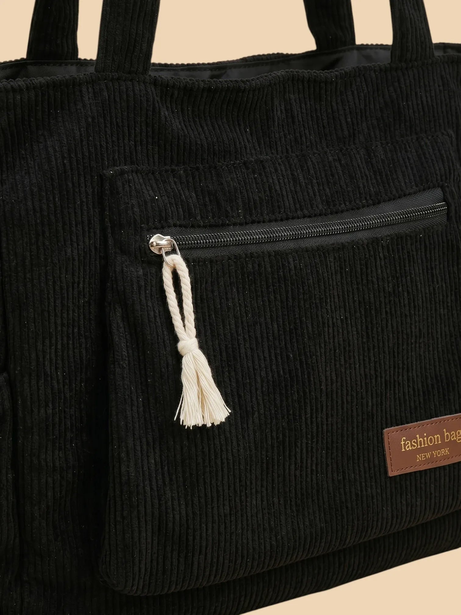 Grand Sac Cabas en Velours Noir