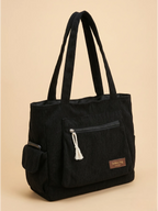 Grand Sac Cabas en Velours Noir