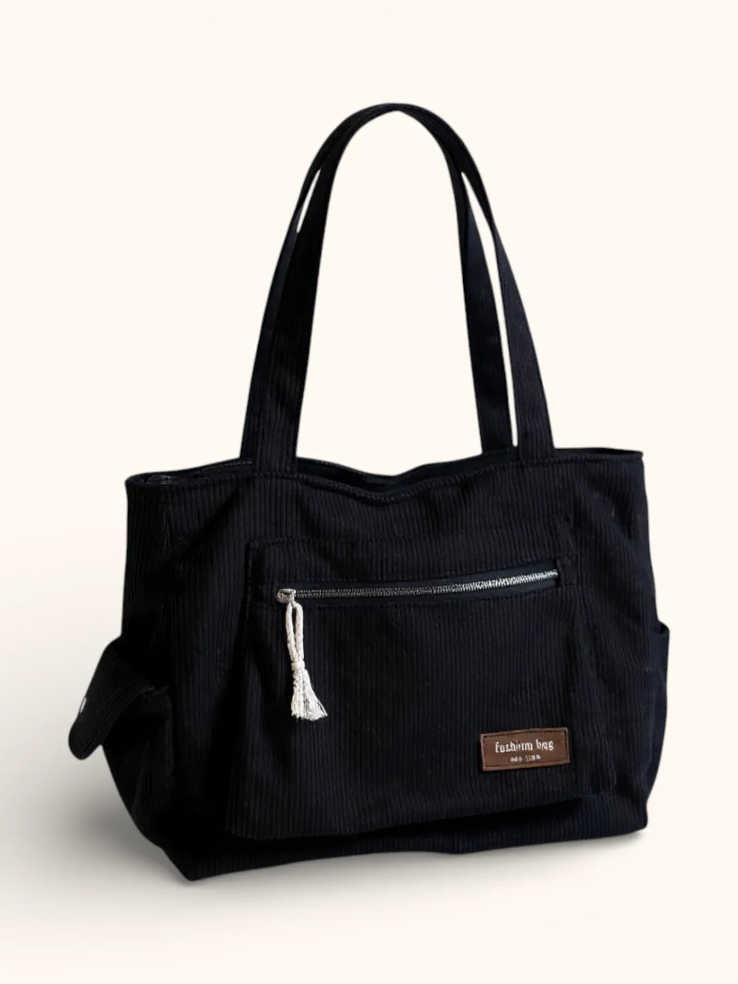 Grand Sac Cabas en Velours Noir