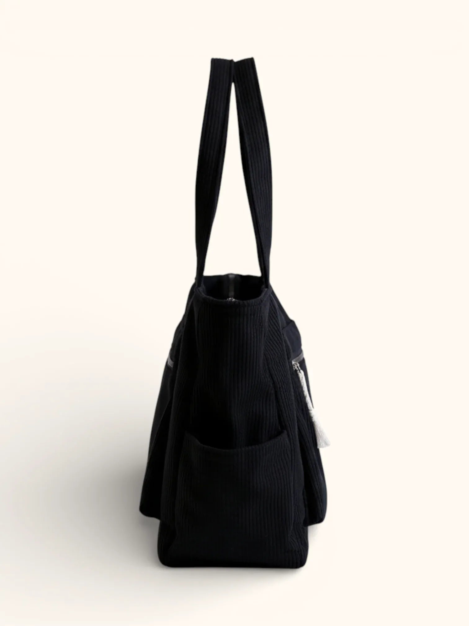 Grand Sac Cabas en Velours Noir