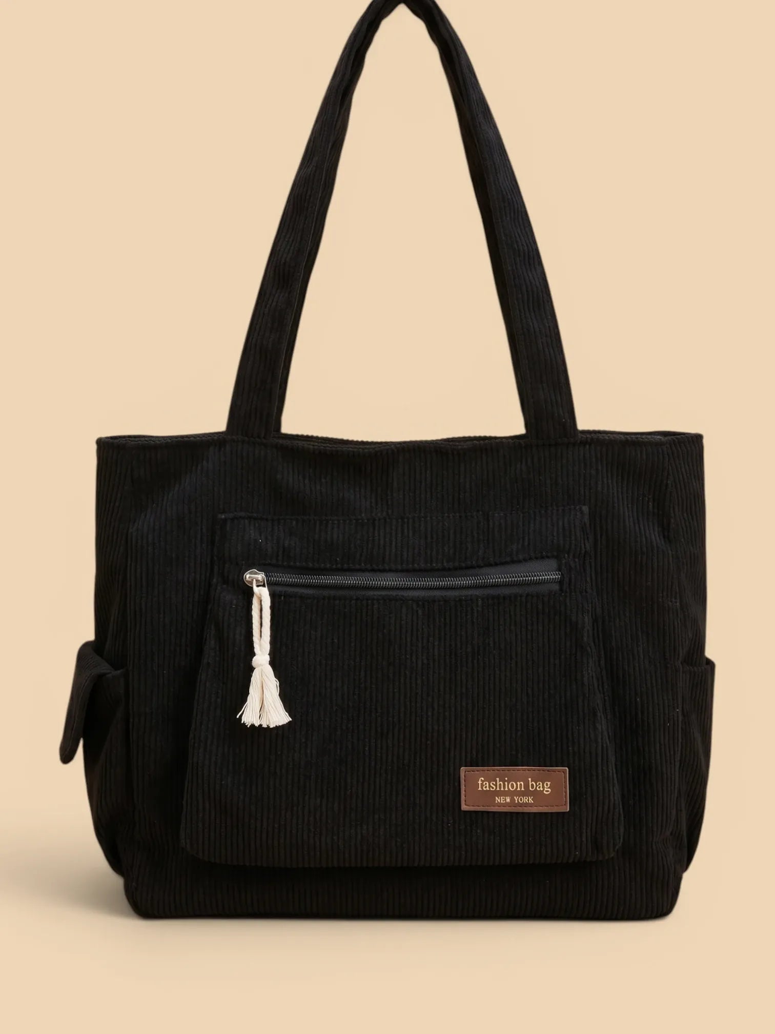 Grand Sac Cabas en Velours Noir