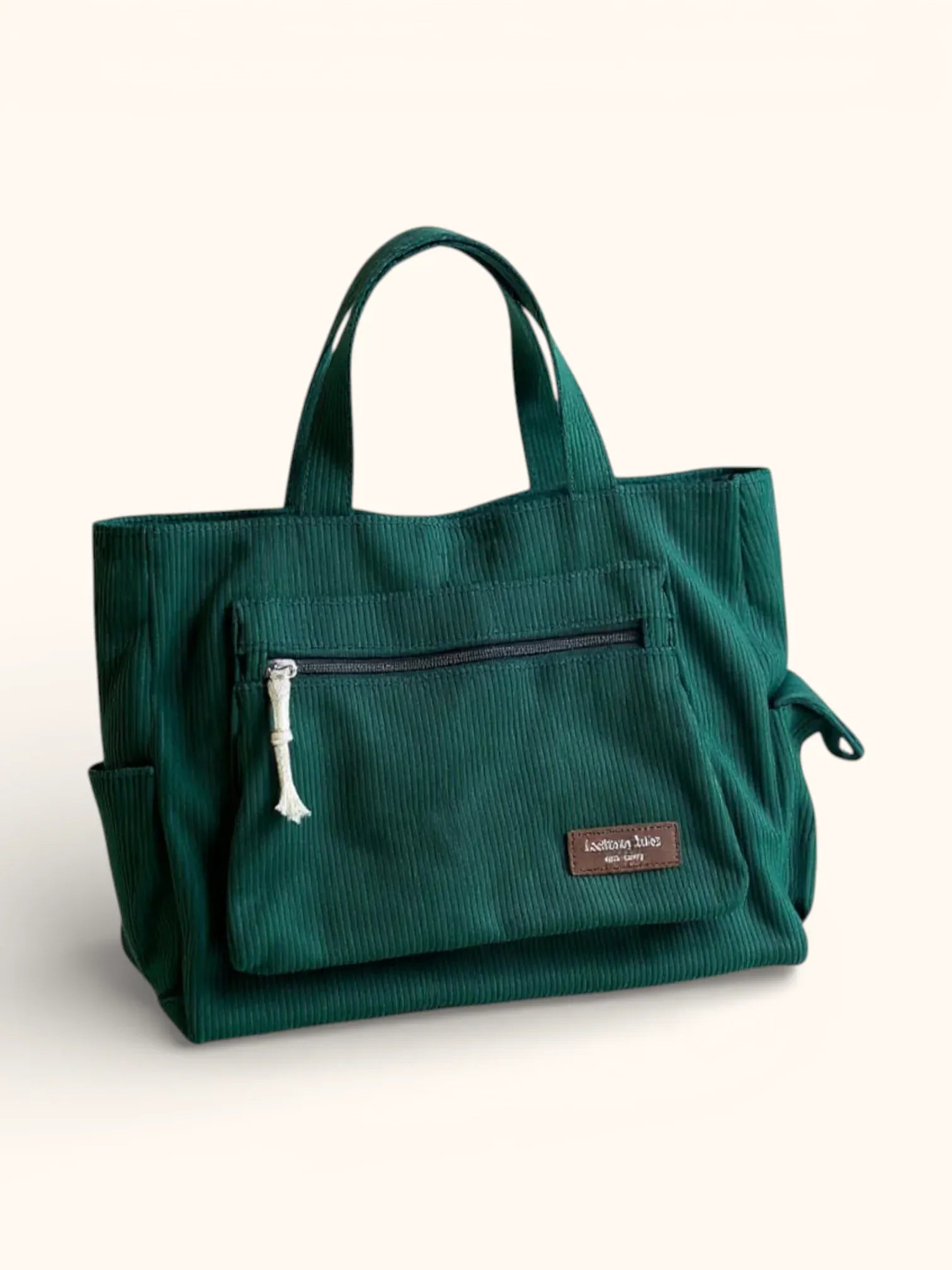 Grand Sac Cabas en Velours Vert