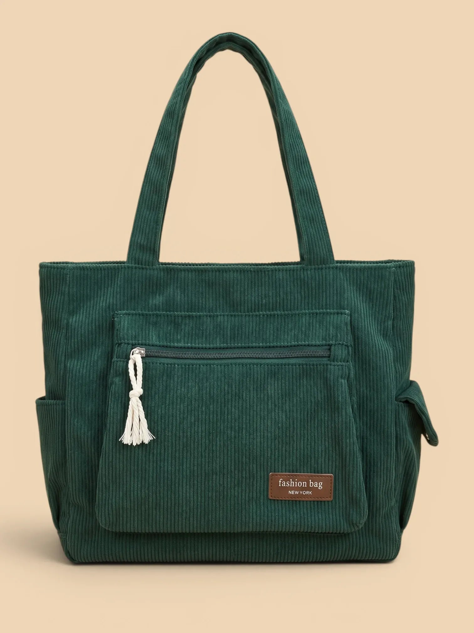Grand Sac Cabas en Velours Vert