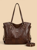 Grand Sac Cabas Ethnique en Cuir Vegan Marron