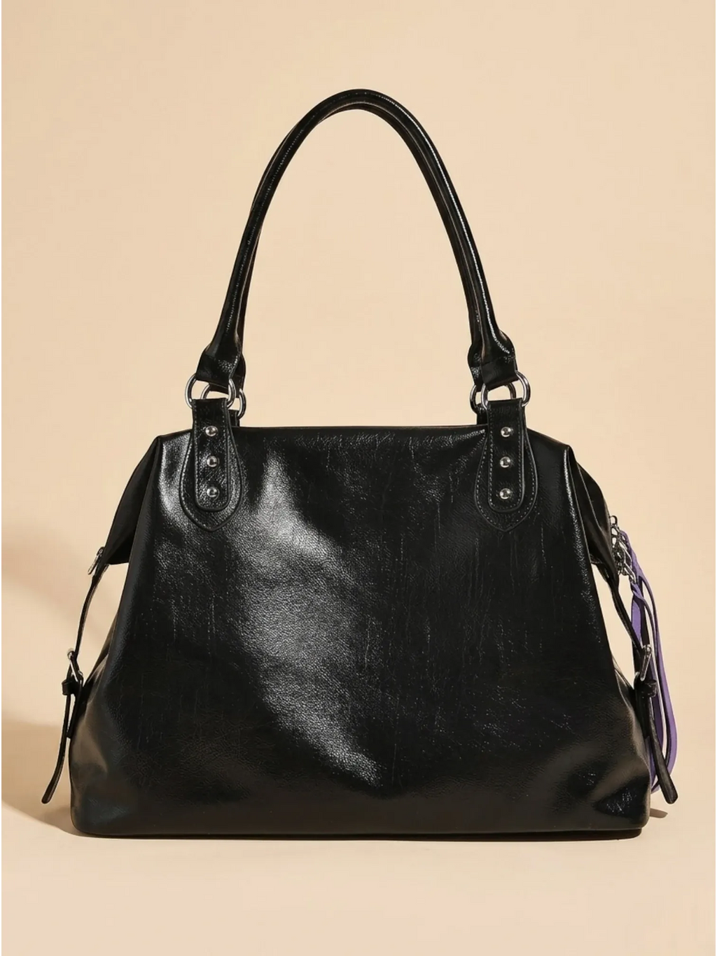 Grand Sac Cabas Retro Lisse Noir
