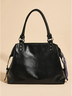 Grand Sac Cabas Retro Lisse Noir