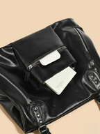 Grand Sac Cabas Retro Lisse Noir