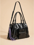 Grand Sac Cabas Retro Lisse Noir
