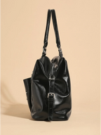 Grand Sac Cabas Retro Lisse Noir