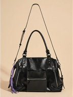 Grand Sac Cabas Retro Lisse Noir