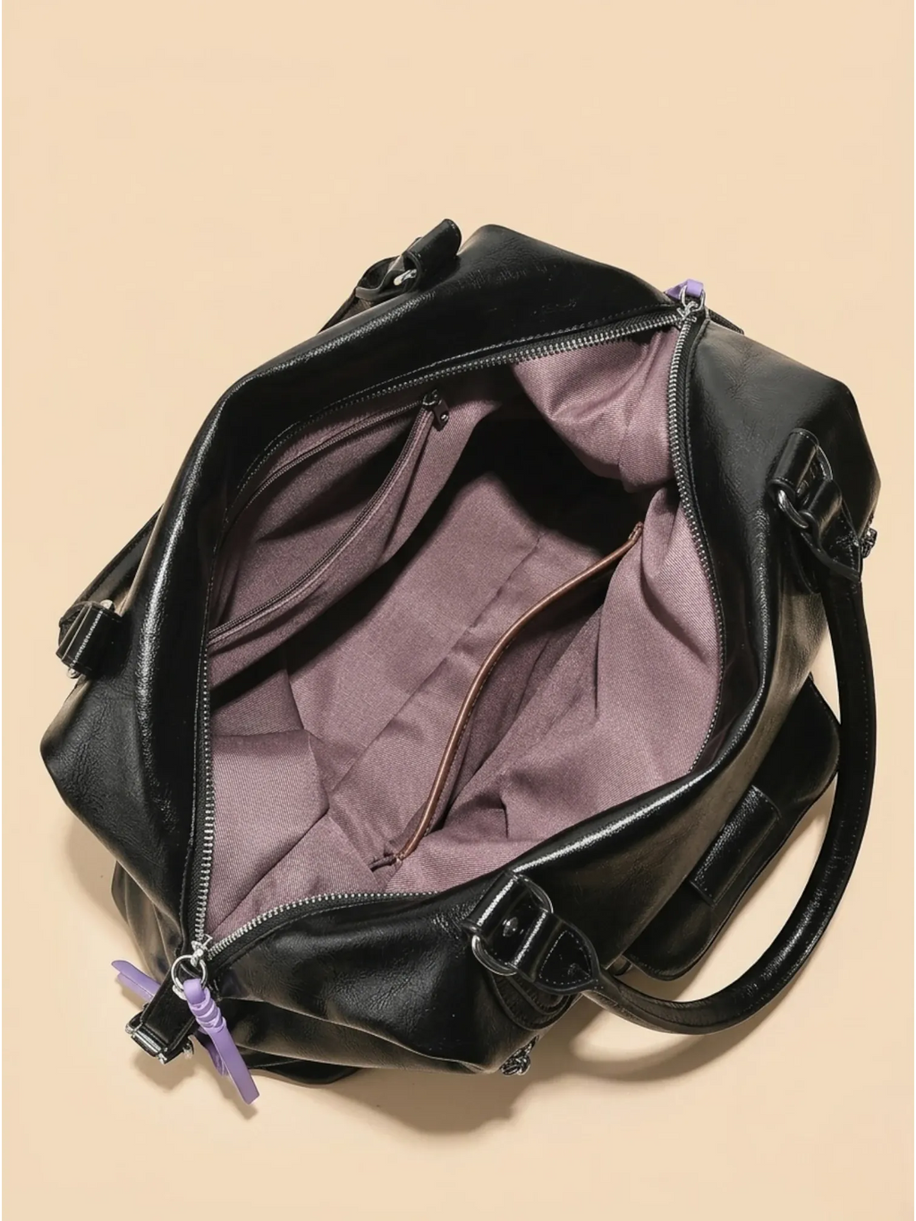 Grand Sac Cabas Retro Lisse Noir