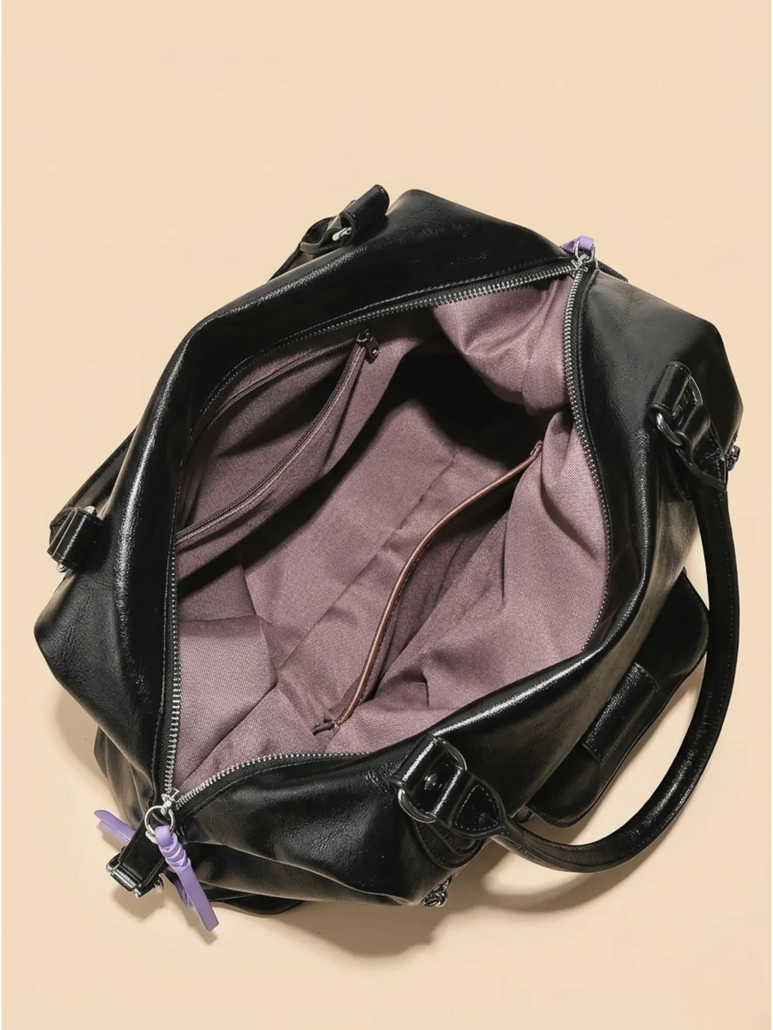 Grand Sac Cabas Retro Lisse Noir