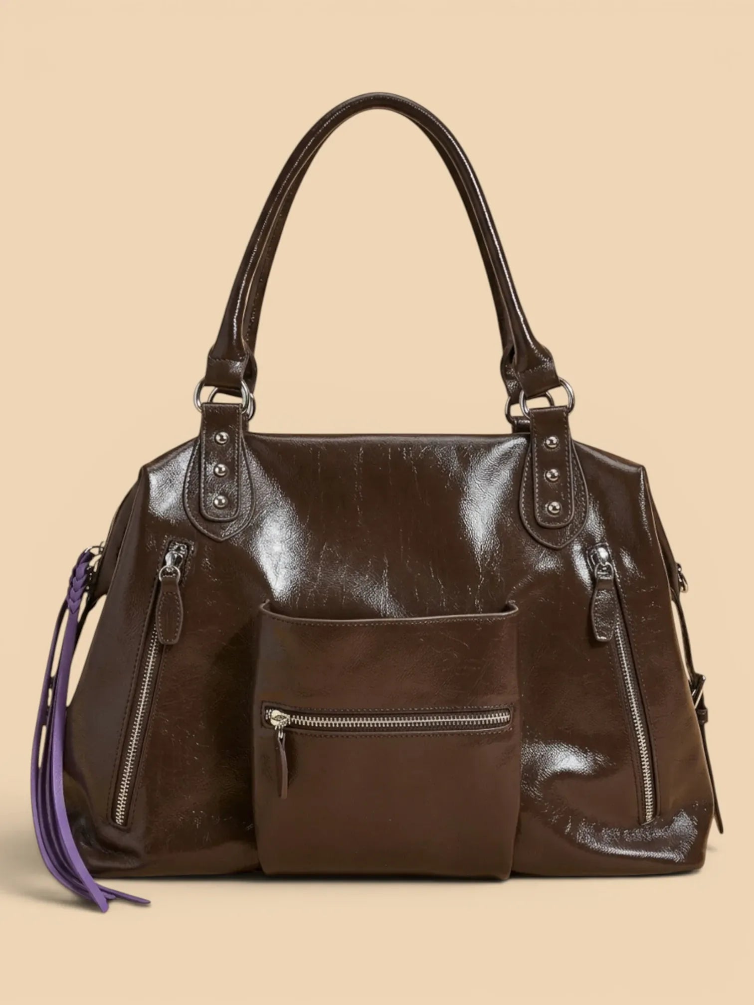 Grand Sac Cabas Retro Lisse Café