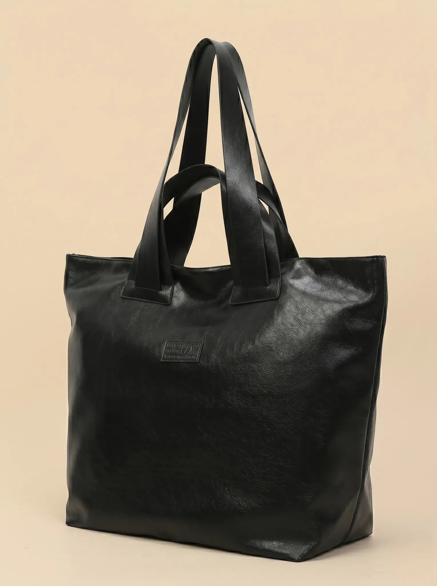 Grand Sac Cabas Souple en Cuir Vegan Noir