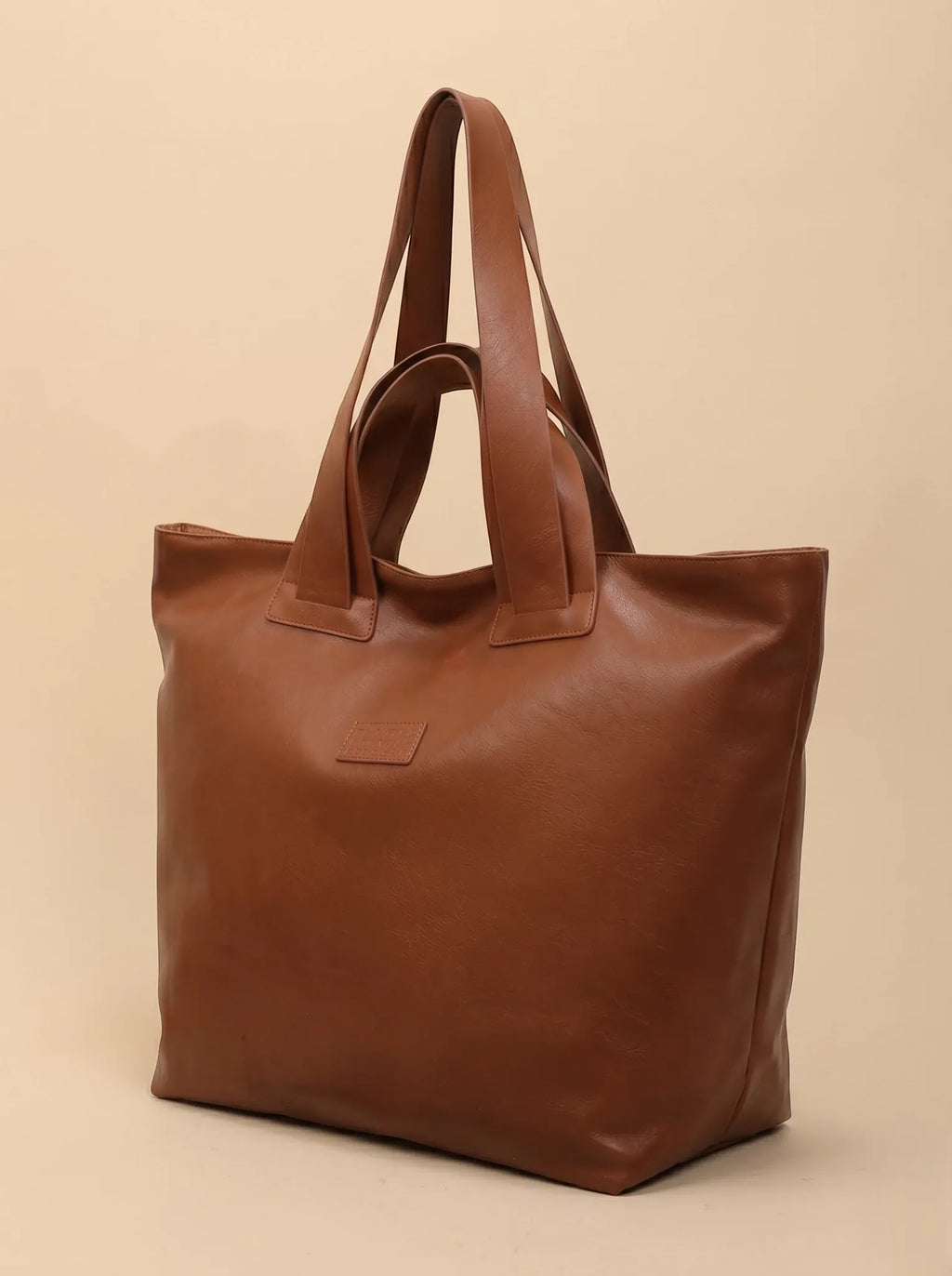 Grand Sac Cabas Souple en Cuir Vegan Marron
