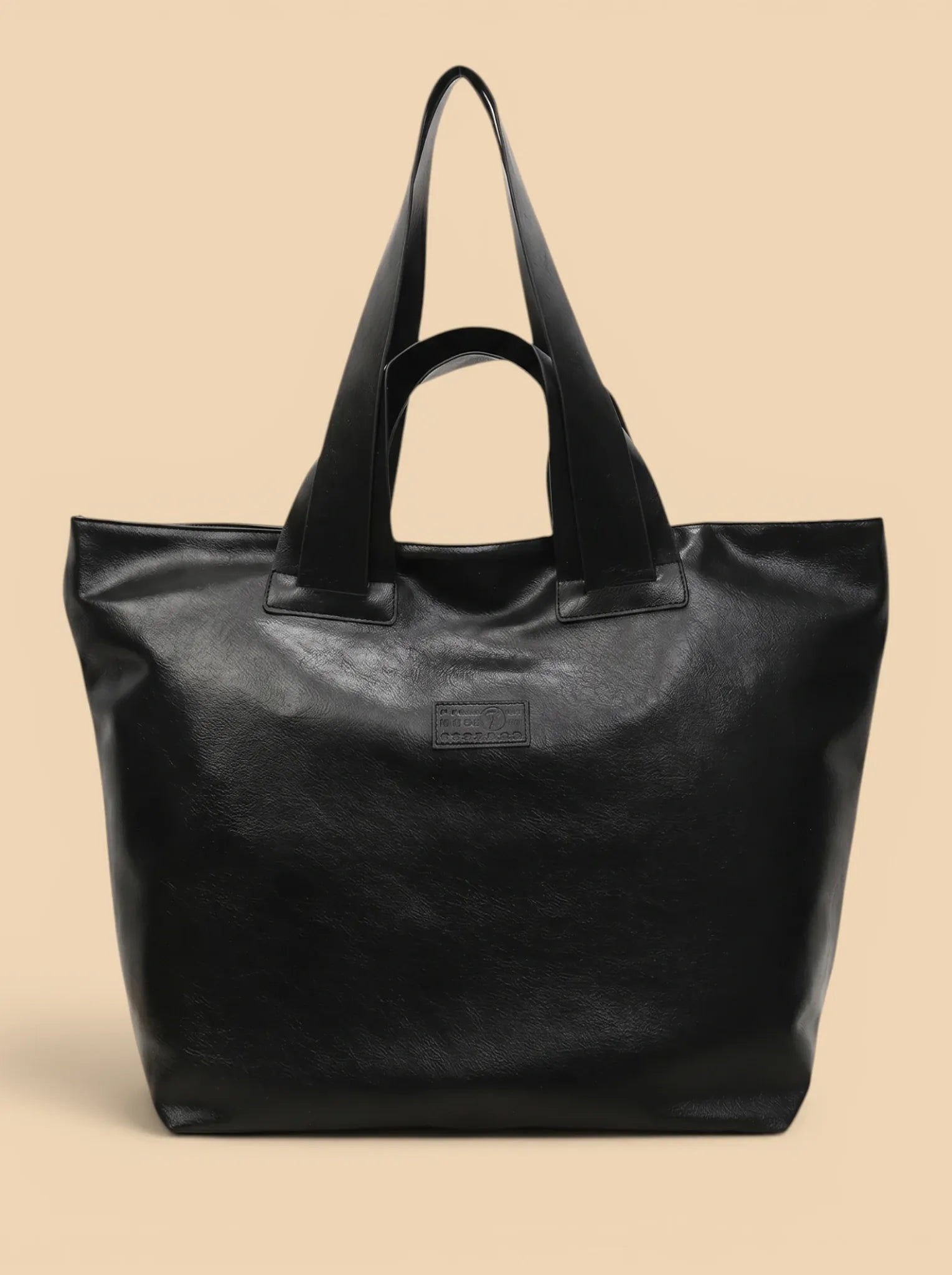 Grand Sac Cabas Souple en Cuir Vegan Noir