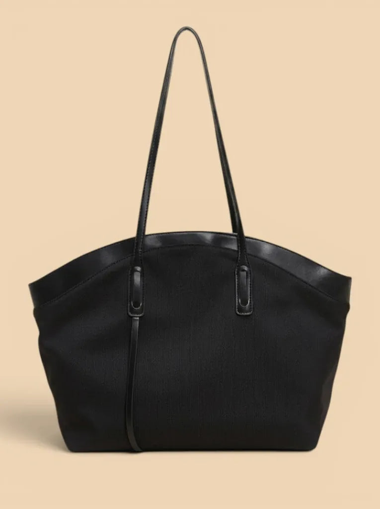 Grand Sac Cabas Urbain en Nylon Zippé Noir