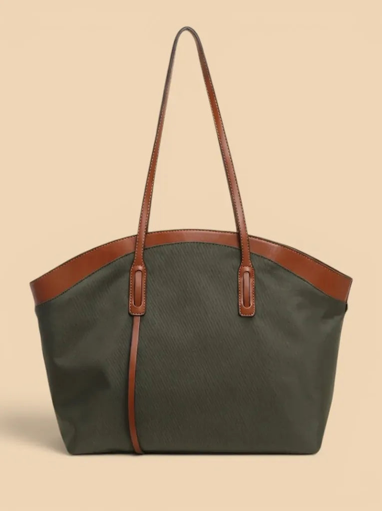 Grand Sac Cabas Urbain en Nylon Zippé Vert