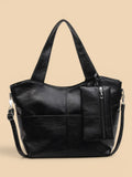 Grand Sac Cuir Vegan Souple avec Pochette Noir