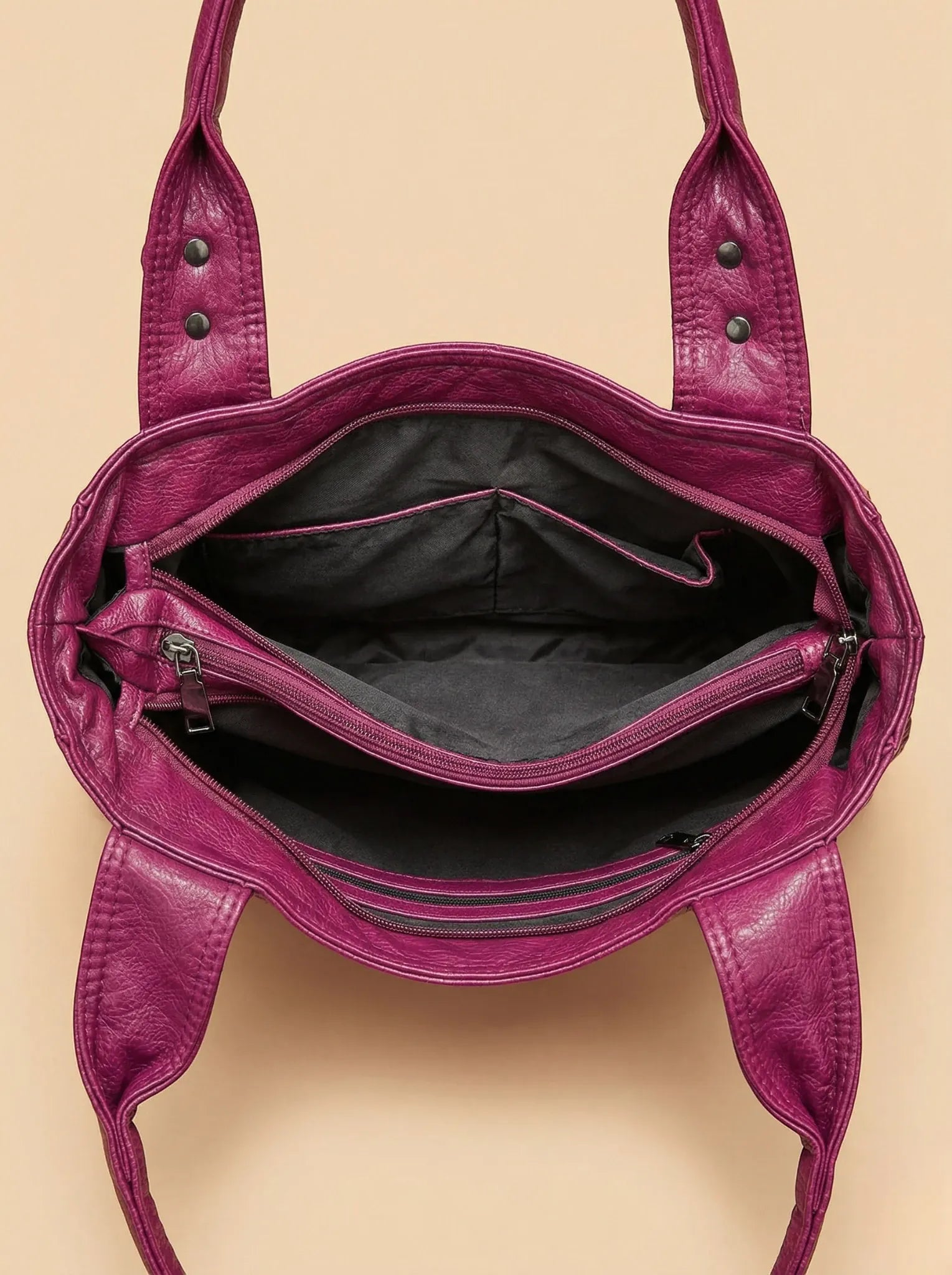 Grand Sac de Cours Carré Violet Cuir Vegan Violet