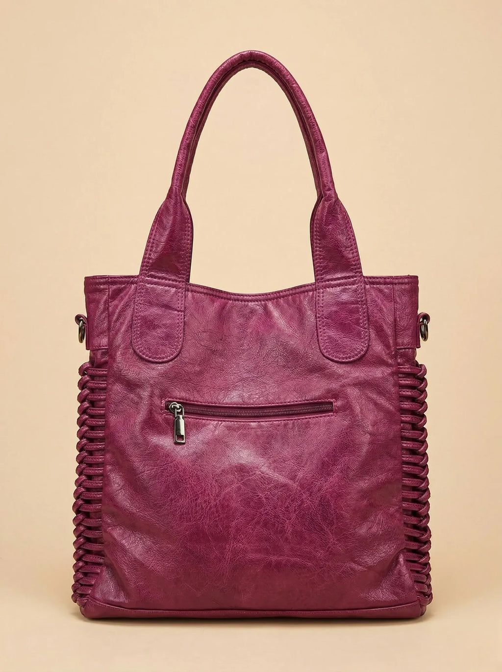 Grand Sac de Cours Carré Violet Cuir Vegan Violet