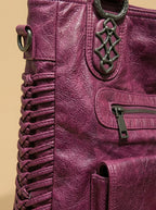 Grand Sac de Cours Carré Violet Cuir Vegan Violet