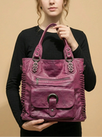 Grand Sac de Cours Carré Violet Cuir Vegan Violet
