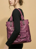 Grand Sac de Cours Carré Violet Cuir Vegan Violet