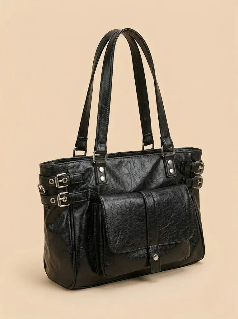 Grand Sac de Cours Cuir Vegan Matelassé Boucles