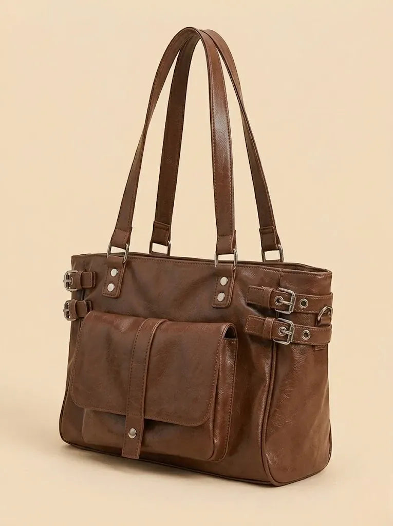 Grand Sac de Cours Cuir Vegan Matelassé Boucles