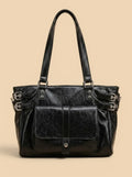 Grand Sac de Cours Cuir Vegan Matelassé Boucles Noir