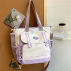 Grand Sac de Cours Vintage Violet
